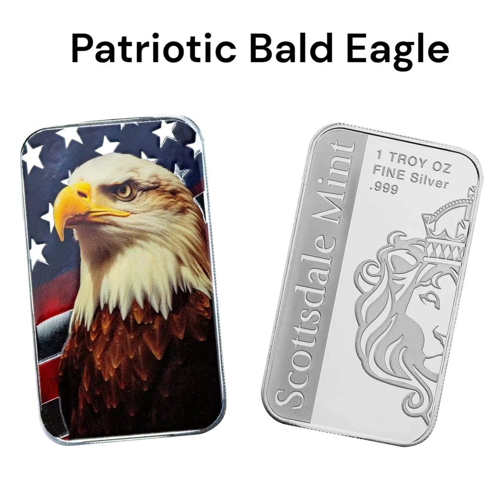 Patriotic Bald Eagle Silver Bar